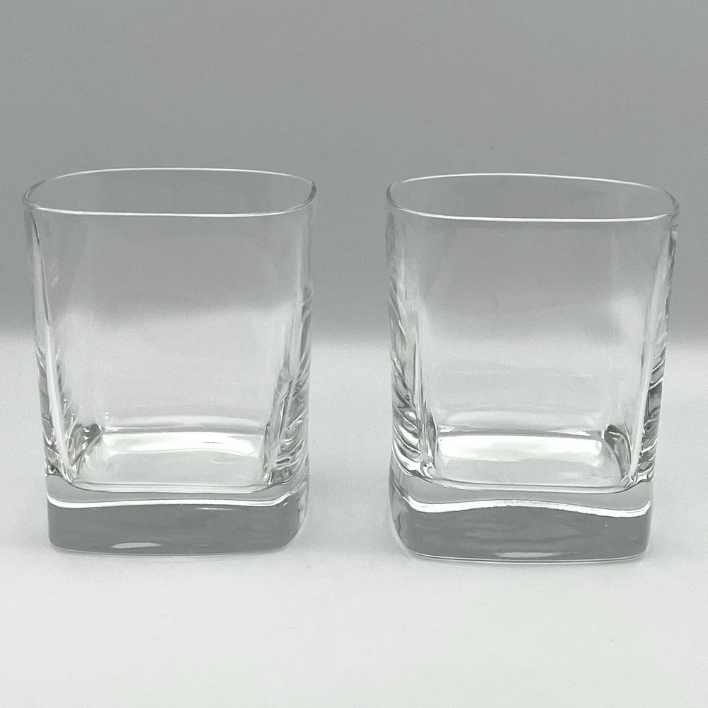 Luigi Bormioli Strauss Square Whiskey Glasses Set of 2 Light & Music Italy‎